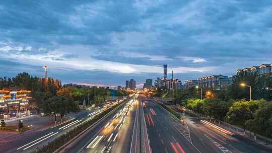 8K北京城市夜景京通快速路 延时摄影