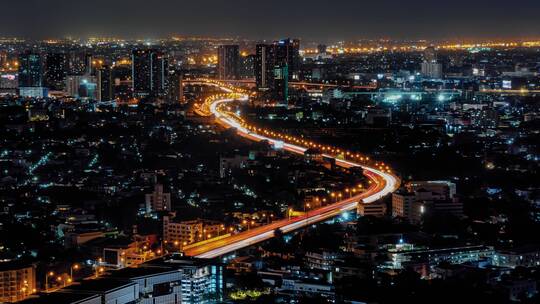 城市夜景航拍延时