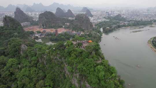 广西桂林叠彩山景区航拍