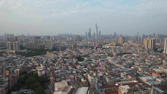 广州城市风光大景城中村航拍