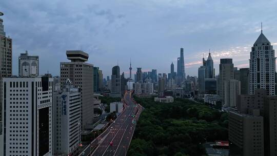 4K合集上海日出城市天际线航拍夏季朝霞