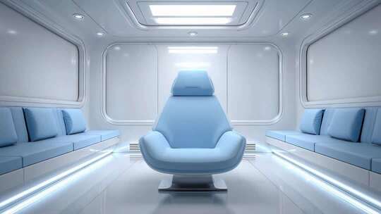 未来主义风格的太空舱内部设计展示