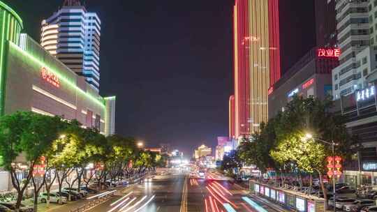 河北保定夜景延时保定万博广场夜景延时