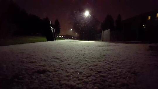 夜晚公园里的小雪