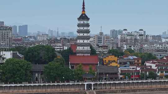 航拍安徽安庆城市风光迎江寺振风塔