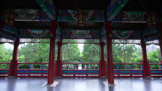 武汉硚口区园博园北京园风景视频素材模板下载