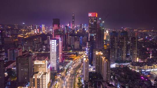 深圳_滨海大道夜景_车流航拍延时4K