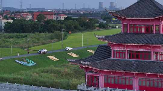 中国广东省佛山市三水区白坭聚贤楼稻田