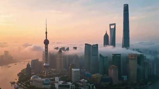 上海陆家嘴城市建筑群航拍