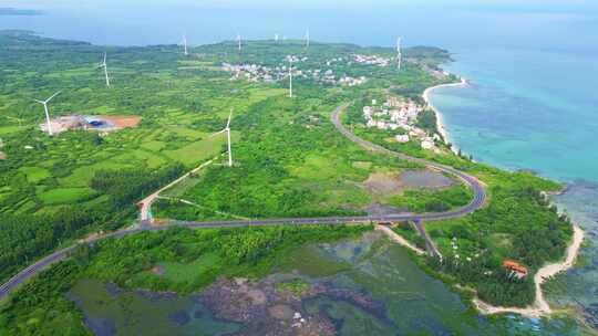 航拍海南环岛公路海洋森林海岸与海岸线航拍