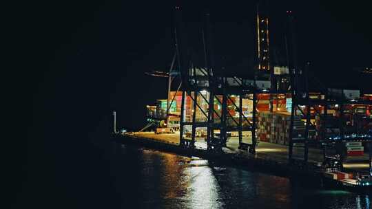 盐田港夜景港口货运码头贸易物流C0104