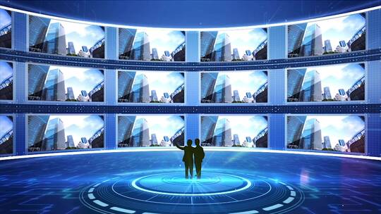科技曲面屏虚拟演播室AE模板AE视频素材教程下载