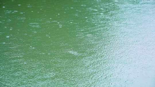 水面下雨 池塘下雨 雨 湖面雨