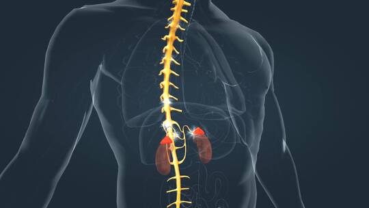 医学人体器官肾脏内分泌系统肾上腺三维动画视频素材模板下载