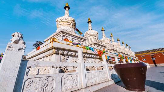 中国内蒙古呼和浩特大召寺佛塔和经幡延时