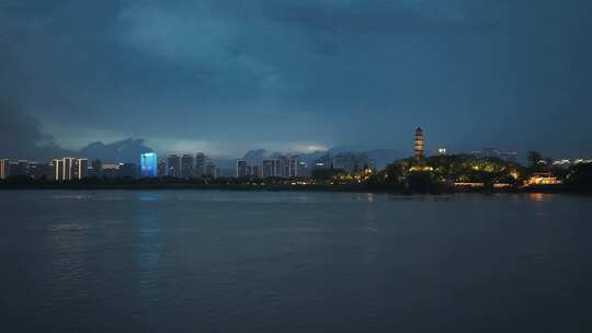 温州鹿城区夜景延时航拍