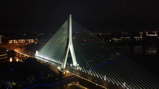 福州 闽江 三县洲 大桥 夜景 航拍