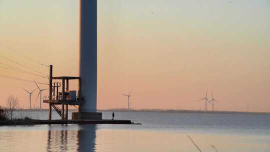 湖泊风力发电机组乡村振兴环保能源