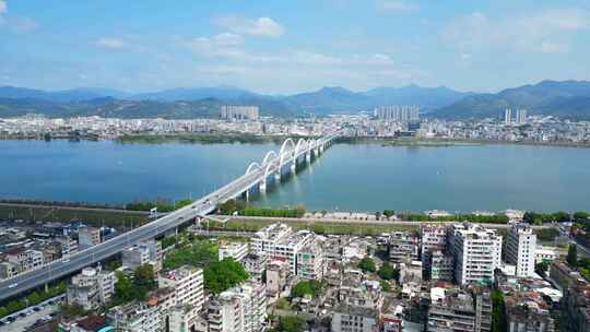 广东潮州金山大桥城市航拍【4K60】视频素材模板下载