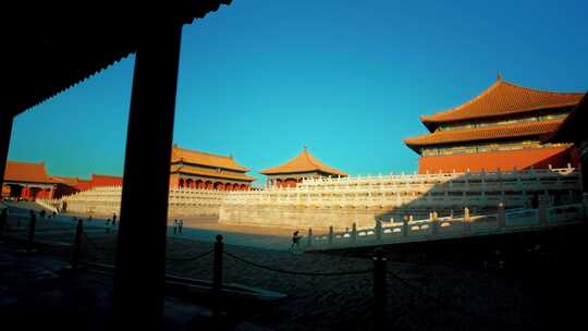 北京故宫紫禁城太和殿中和殿保和殿三大殿视频素材模板下载