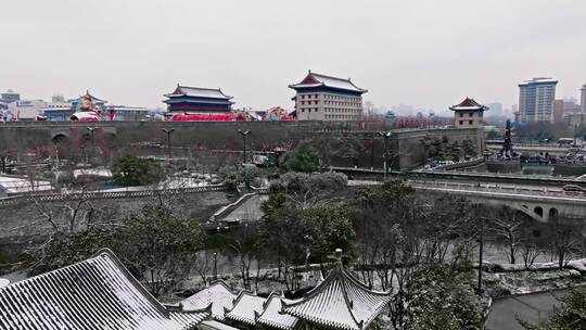 西安永宁门 灯会 雪景