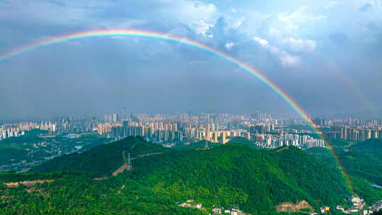 4k长沙雨后彩虹延时