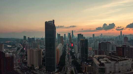 深圳城市夜景航拍延时4k