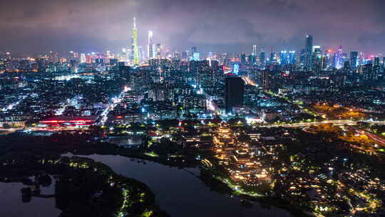 广州夜景延时-大塘文化馆视频素材模板下载