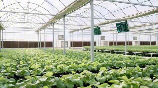 温室大棚内蔬菜种植场景