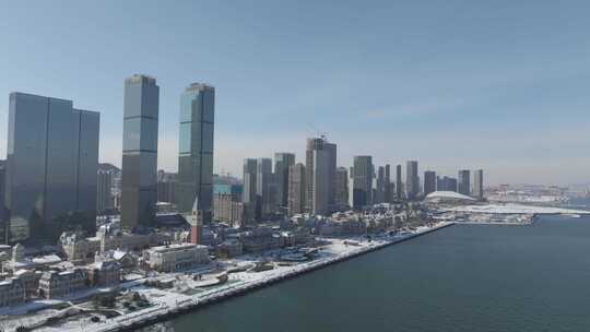 城市雪景 冬天 城市雪景航拍