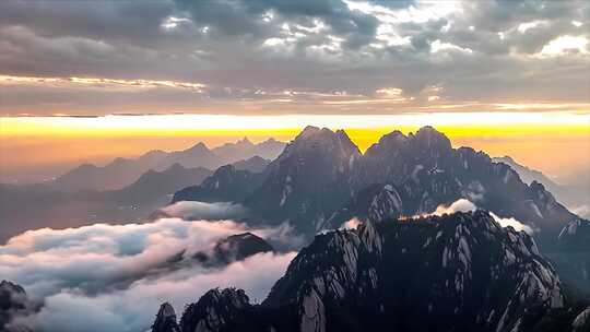 安徽黄山唯美云海风景风光航拍延时ai素材