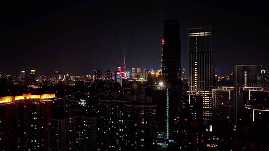 上海城市高架城市天际线夜景航拍