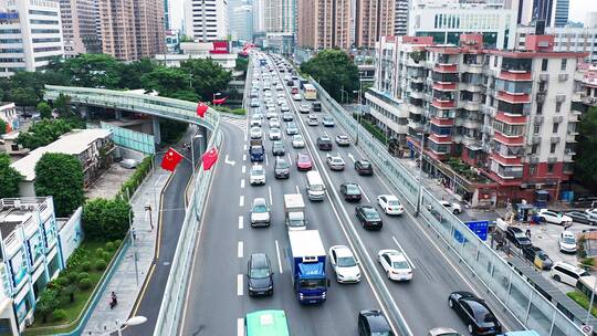 船步路车流航拍视频素材模板下载