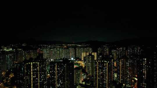 香港沙田区夜景城市交通高楼灯光C