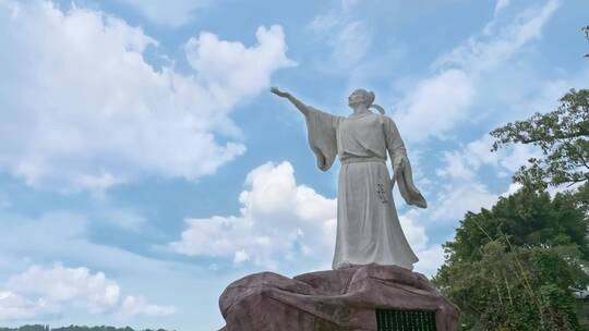 高清航拍唐朝诗人李白雕像视频素材模板下载