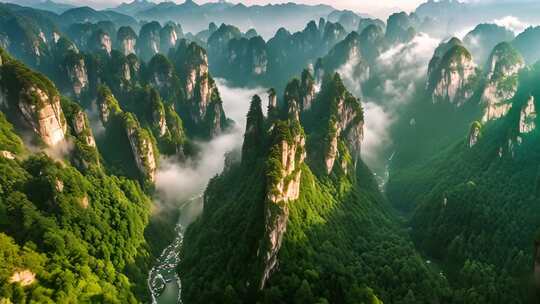 张家界武陵源群山云海景观