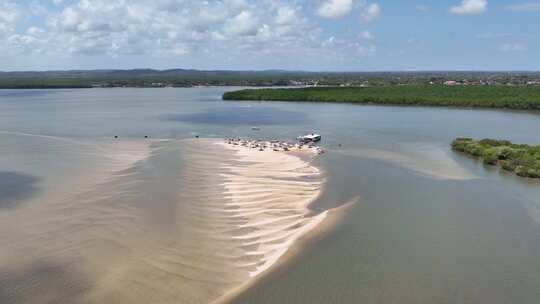 著名的岛屿在日落边缘阿拉卡朱巴西。塞尔希佩巴西东北部。视频素材模板下载