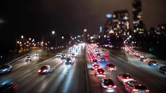 城市街道车流夜景延时摄影