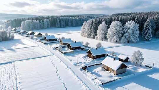 冬至冬季立冬入冬雪景4K