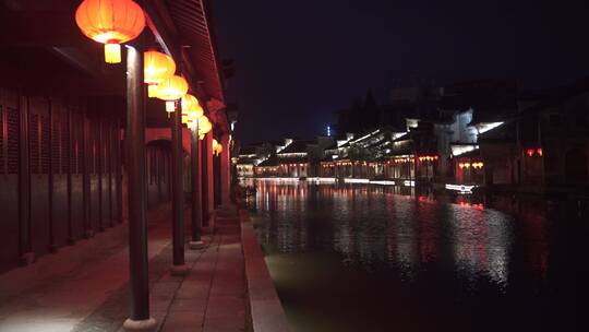 浙江湖州南浔古镇百间楼江南水乡夜景