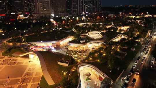 贵阳观山湖美的悦然时光公园城市夜景航拍