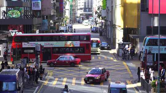 香港街道交通路况道路车流城市道路人群人流