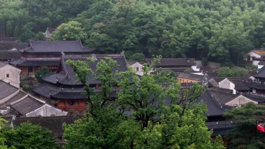 宁波天童寺航拍，寺庙航拍