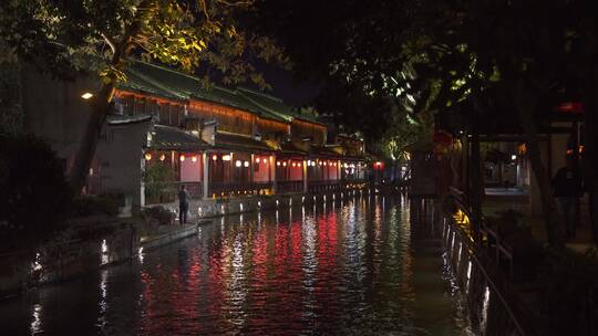 浙江湖州南浔古镇江南水乡夜景