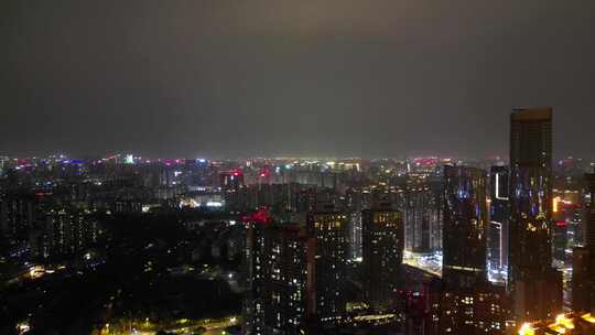 航拍四川成都夜景成都大景