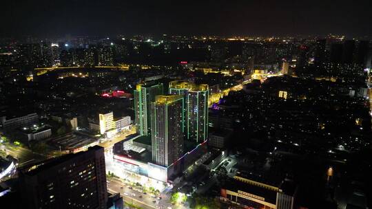 航拍湖北襄阳城市夜景交通视频素材模板下载