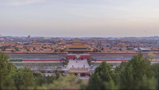 日落下北京紫禁城的全景延时视频素材模板下载