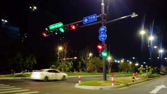 城市马路夜景汽车窗外的风景视频素材