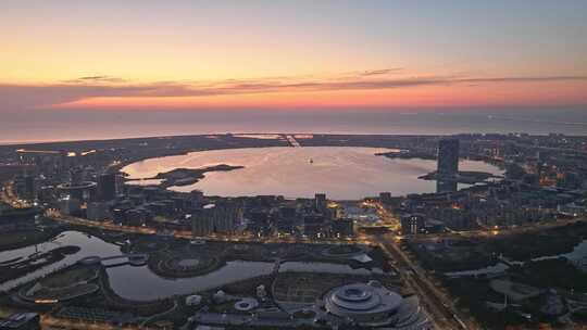 上海 临港 滴水湖全景 日出