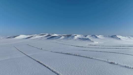 航拍内蒙古垦区雪原风光